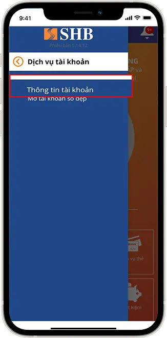 Bước 2 : Chọn Thông tin tài khoản